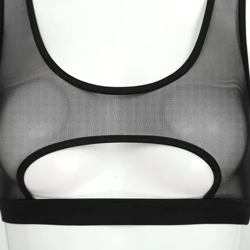 Vista 6 de ACSUSS Camiseta corta de malla transparente para mujer