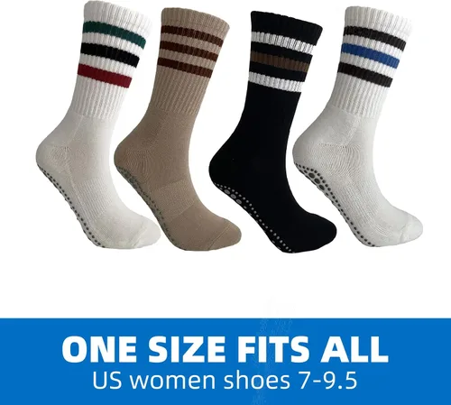 Vista 3 de JCZANXI Calcetines de yoga con empuñaduras para mujer, calcetines antideslizantes de moda para pilates, barras, tenis Calcetines acolchados ideales