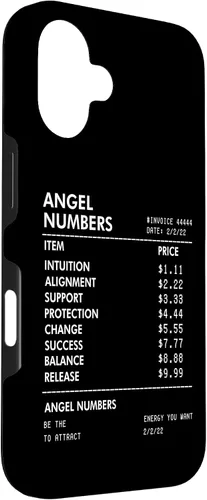 Vista 3 de iPhone 16 Números Ángel Recibo 111 222 333 444 Estuche de numerología espiritual