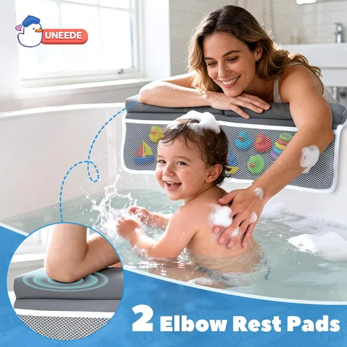 Vista 3 de UNEEDE - Juego de rodilleras y coderas de baño para bebé, tapete de baño de espuma viscoelástica de 1.5 pulgadas de grosor Kneeling Pad with Elbow
