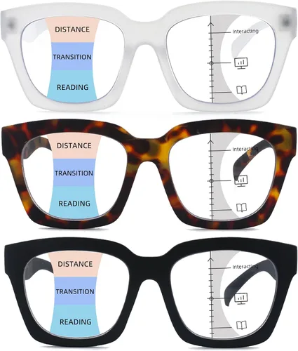 Vista 11 de HIYANJN Gafas de Lectura Bifocales para Mujeres con Filtro de Luz Azul para Computadora, Parte Superior Transparente, Montura Mate de Gran