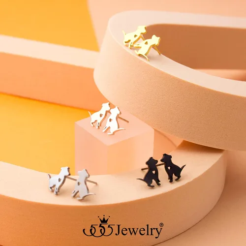 Vista 5 de 555Jewelry Aretes pequeños de acero inoxidable para perros pequeños y pequeños para mujeres y niñas