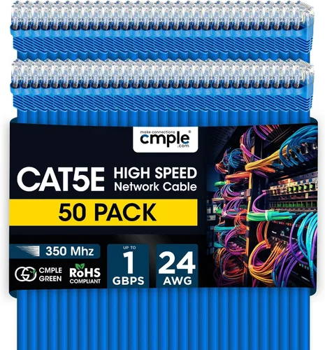 Vista 130 de Cmple - Cable Ethernet Cat5e de 1.5 pies, Cable Patch Ethernet UTP Cat 5e de 350 MHz, Cable LAN de red de 1 Gbps, conectores RJ45, compatible