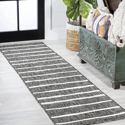 Vista 21 de JONATHAN Y SMB125D-210 - Alfombra de pasillo para interiores/exteriores, diseño bereber a rayas, fácil de limpiar, de alto tráfico, apta