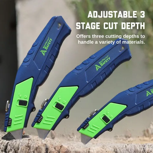 Vista 3 de AccuTec Pro Safety L2 Cuchillo utilitario estándar de cambio automático, diseñado con precisión con mango ergonómico de zinc de goma y recarga