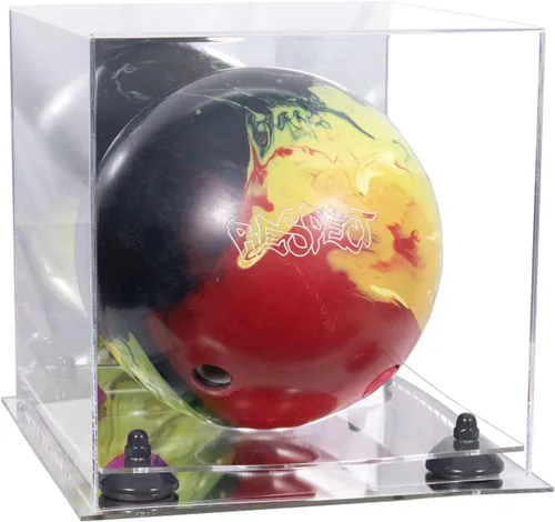Vista 20 de Better Display Cases Acrylic Bowling Ball Display Case with Mirror Case, Yellow Risers and Clear Base (B33/A028)