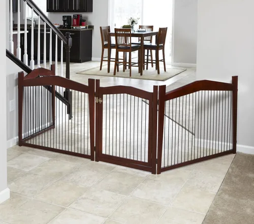 Vista 7 de Merry Pet Jaula y puerta para mascotas configurables 2 en 1, marrón, grande