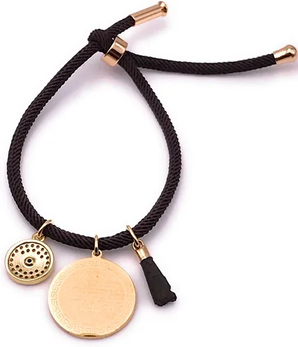Vista 6 de LESLIE BOULES Pulsera de medalla de San Miguel para mujer (marrón), Latón, Chapado en oro