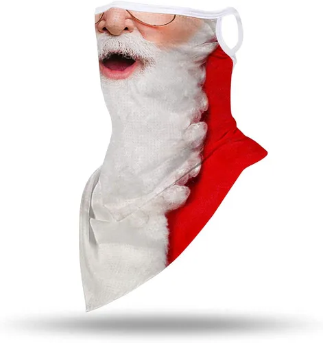 Vista 2 de GLUDEAR Máscara facial fea de Papá Noel, reutilizable, lavable, para el cuello, polaina para las orejas