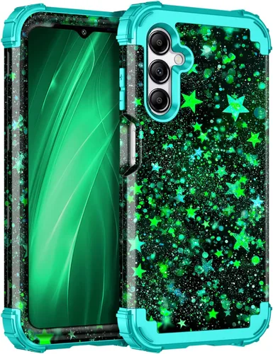 Vista 47 de Miqala Funda para Galaxy A14 5G, que brilla en la oscuridad, tres capas, resistente, a prueba de golpes, protección completa, parachoques