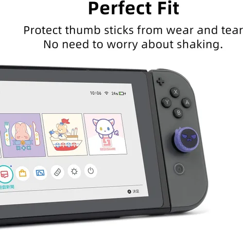 Vista 3 de GeekShare 4 tapas de agarre para el pulgar de Halloween de fantasma funda de silicona suave compatible con Nintendo Switch OLED y Switch Lite