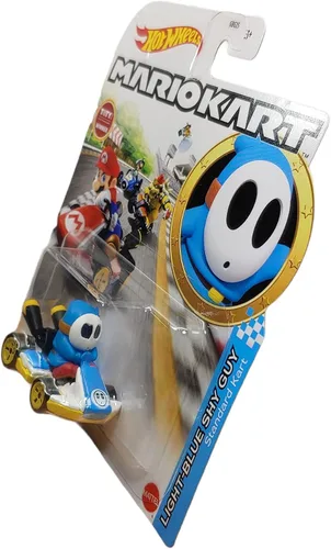 Vista 4 de DieCast Hotwheels Mario Kart Azul claro Shy Guy Standard Kart - Toty Winner 2021