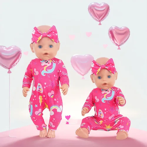Vista 5 de ebuddy 6 juegos de ropa de muñeca de bebé, accesorios para muñecas de 14 a 16 pulgadas, ropa de muñeca de bebé, vestidos de pijamas para muñecas