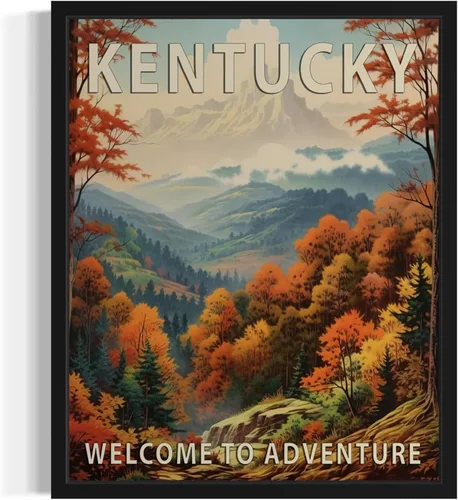 Vista 8 de Póster artístico de paisaje del estado de Alabama, decoración artística de paisaje retro de estados, pintura de montaña y paisaje de aventura