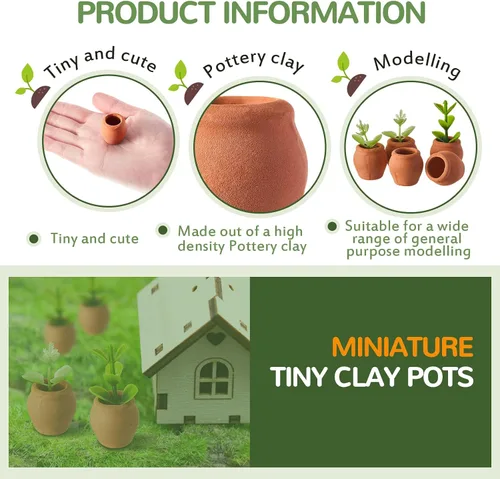 Vista 3 de 40 Piezas Macetas Pequeñas de Arcilla de 0.9 x 0.75 Pulgadas Mini Macetas de Terracotta Pequeñas para Flores Casa de Muñecas Maceta