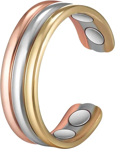 Vista 9 de Anillos de cobre para mujer, anillo magnético ajustable de cobre puro (FUTI)
