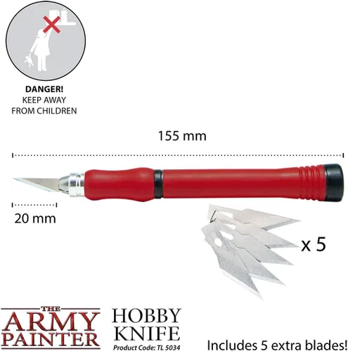 Vista 2 de The Army Painter - Cuchillo de precisión de acero inoxidable con agarre suave y 5 cuchillas extra afiladas de bisturí para pasatiempos - Juego