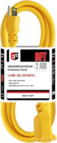 Vista 43 de EP 50 Ft Heavy Duty Outdoor Extension Cord, 12/3 SJTW Black 3-Prong Negro