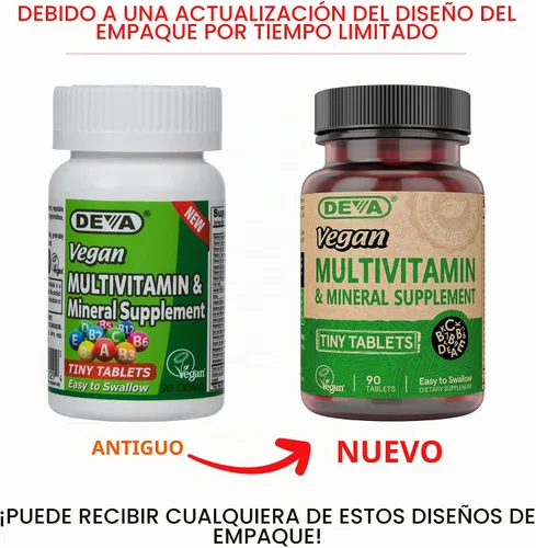 Vista 2 de DEVA Multivitamínico vegano para mujeres y hombres con hierro, vitamina C, E, vitaminas del complejo B, zinc, 90 tabletas pequeñas
