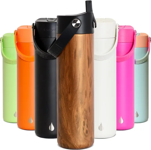 Vista 46 de Elemental Botella de agua aislada de 24 onzas con popote, botellas de agua con núcleo de acero inoxidable 100% a prueba de fugas para viajes, Beige