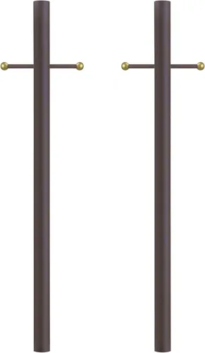 Vista 10 de Solus Poste de lámpara de entierro directo de 7 pies, poste de luz de aluminio para exteriores con brazo cruzado decorativo, se adapta a accesorios