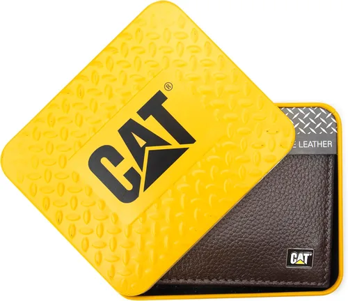 Vista 2 de Caterpillar Billetera plegable de cuero para hombre con ventana de identificación