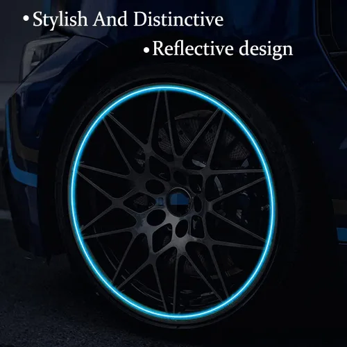 Vista 6 de deemars Tapones universales fluorescentes para válvulas de neumáticos de automóvil, 4 piezas, azul, ABS + material luminoso, compatible