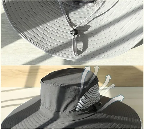 Vista 5 de Leotruny Sombreros de ala ancha para hombre UPF50+ sombrero impermeable transpirable para pesca, senderismo, camping