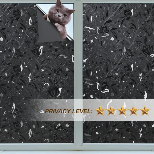 Vista 6 de Niviy - Película opaca para ventana, 100% de bloqueo de luz, para oscurecer la habitación, tinte negro extraíble para ventanas del hogar