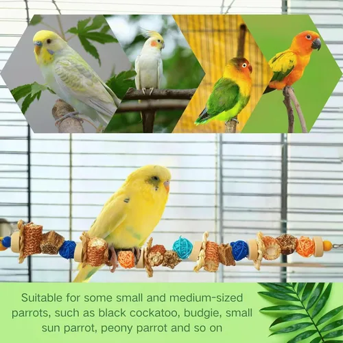 Vista 7 de Juguetes naturales de cuerda para pájaros, juguetes para masticar