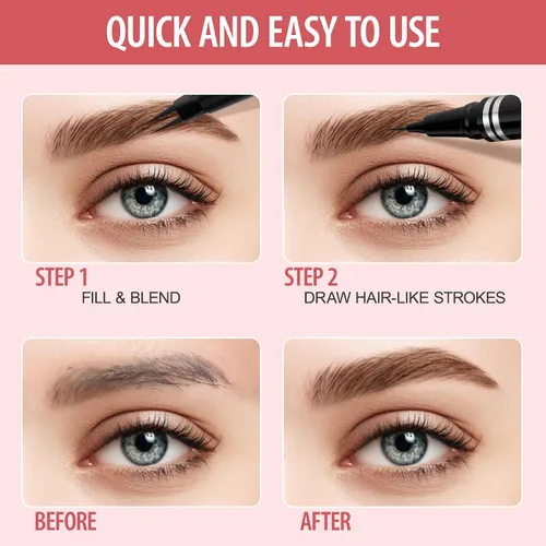 Vista 5 de LAVONE Lápiz de cejas impermeable 2 en 1 con cepillo, marrón ceniza Marrón cenizo
