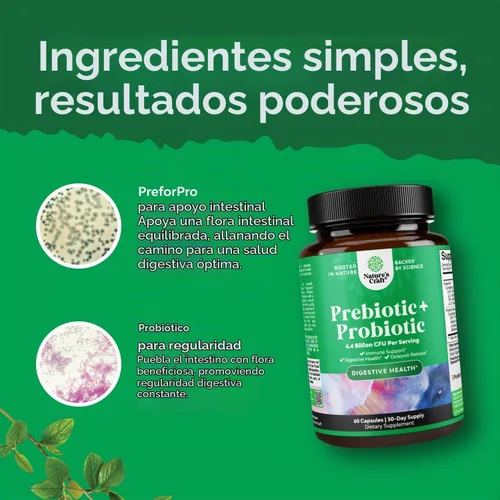 Vista 3 de Prebióticos y probióticos para la salud intestinal y el apoyo digestivo