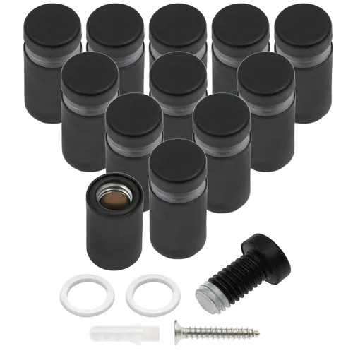 Vista 19 de Luomorgo 12 piezas tornillos separadores de acero inoxidable de 1" x 1", herrajes de montaje para letreros de pared, separadores de vidrio