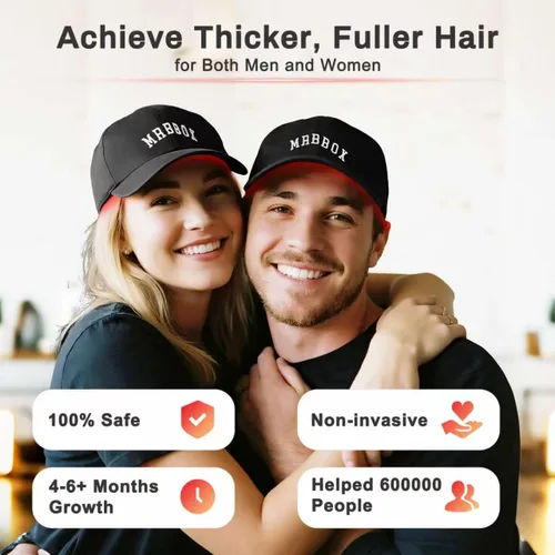 Vista 2 de Gorra de crecimiento del cabello con luz roja, 528 emisores de luz total, terapia de luz roja para el cabello, ajuste ajustable, sesiones en casa