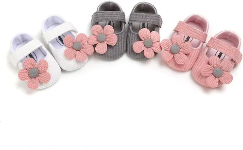 Vista 6 de Zapatos planos Mary Jane para bebés y niñas, con lazo, floral, princesa, vestido de boda, zapatos suaves para recién nacidos, cuna para primeros