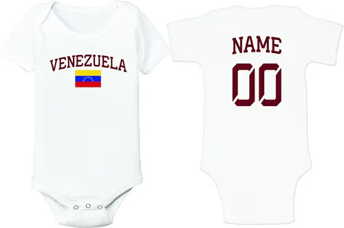 Vista 2 de nobrand Venezuela - Body de fútbol para bebés, niñas y niños, con nombre y número personalizados