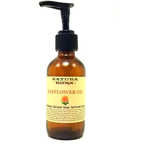 Vista 2 de Aceite de semilla de cártamo prensado en frío. Hidratante antienvejecimiento totalmente natural 100% puro; rico en ácido linoleico, Omega 3, 6. Uso