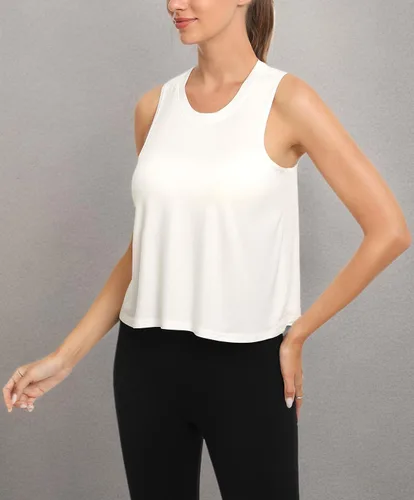 Vista 6 de Paquete de 4 camisetas cortas de entrenamiento para mujer, cuello alto, sin mangas, atléticas, fluidas, musculares, camisetas de gimnasio