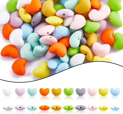 Vista 7 de 60 cuentas de silicona de cactus, coloridas cuentas espaciadoras sueltas de agujeros grandes para manualidades, collares, pulseras, aretes