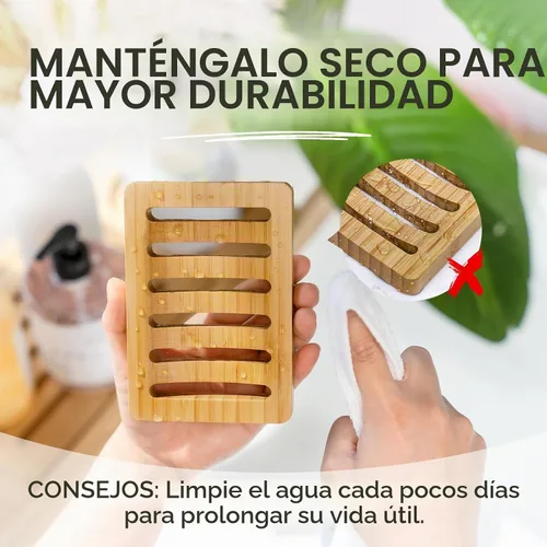 Vista 5 de AmazerBath Soporte para jabón, jabonera de bambú, jabonera de madera, paquete de 2 soportes de bambú para jabón, jaboneras para jabón de barra
