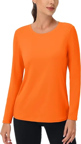Vista 5 de MAGCOMSEN Camisetas de entrenamiento para mujer UPF 80+ de manga larga, camiseta atlética de secado rápido