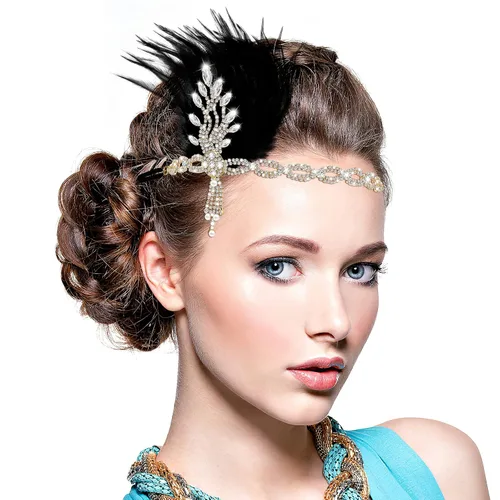 Vista 8 de FRCOLOR Diadema de cristal de los años 20, accesorios para el cabello de Gatsby para mujer