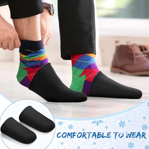 Vista 4 de Zhanmai 2 pares de 0.118 in de neopreno para dedos de los pies, calentadores negros, botines térmicos para los pies, calcetines de baño de hielo