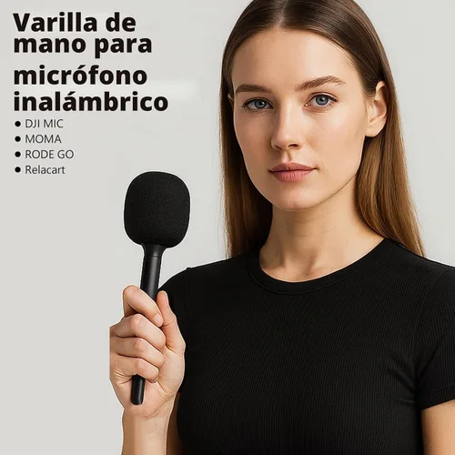 Vista 2 de Soporte de micrófono DJI Soporte de micrófono de entrevista de mano para RODE y DJI Wireless GO, compatible con plataformas Lavalier, estaciones