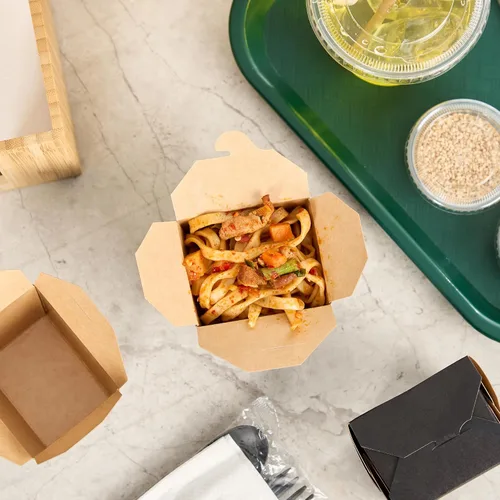 Vista 8 de Restaurantware Cajas chinas para llevar, paquete de 25 cajas de 8 onzas, resistentes a la grasa, contenedores de comida para llevar, desechables