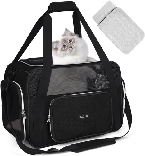 Vista 10 de BAGLHER Transportador de viaje para mascotas, transportador de perros para gatos pequeños y medianos, perros, cachorros, aprobado por aerolíneas