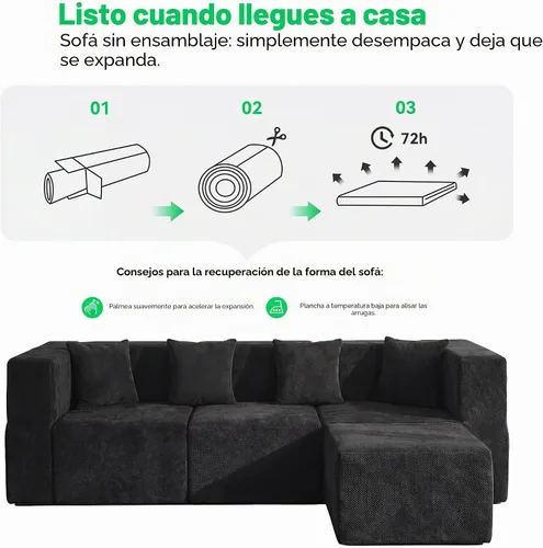 Vista 10 de MONVANE Sofás seccionales deshuesados de gran tamaño de 103 pulgadas para sala de estar, sofá de nube en forma de L de 4 asientos, sofá modular