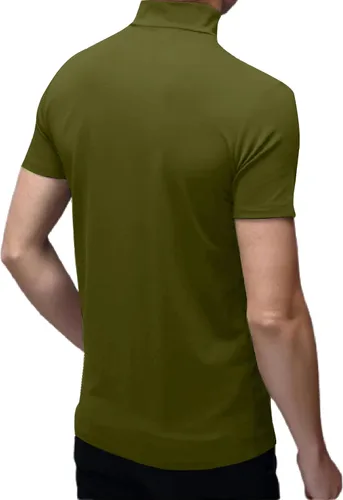 Vista 4 de Camisetas de cuello alto falso de moda para hombre, suéter de manga larga, diseño básico, camiseta interior ajustada