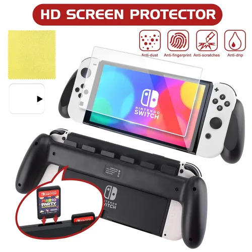 Vista 4 de SIKEMAY Switch Case Accessories Bundle Compatible with Nintendo Switch OLED 10 in 1 Carrying Case Includes Screen Protector, Console Grip, Clear