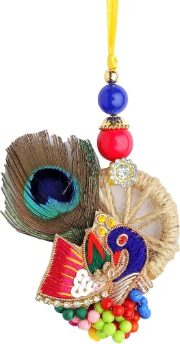 Vista 4 de Bhai Dooj Rakhi Lumba Juego de 2 Rakhi para hermano y Bhabhi Bhaiya Bhai Rakhi Rakhi Juego de 2 pares de hilos Rakhi Dora, paquete de regalo